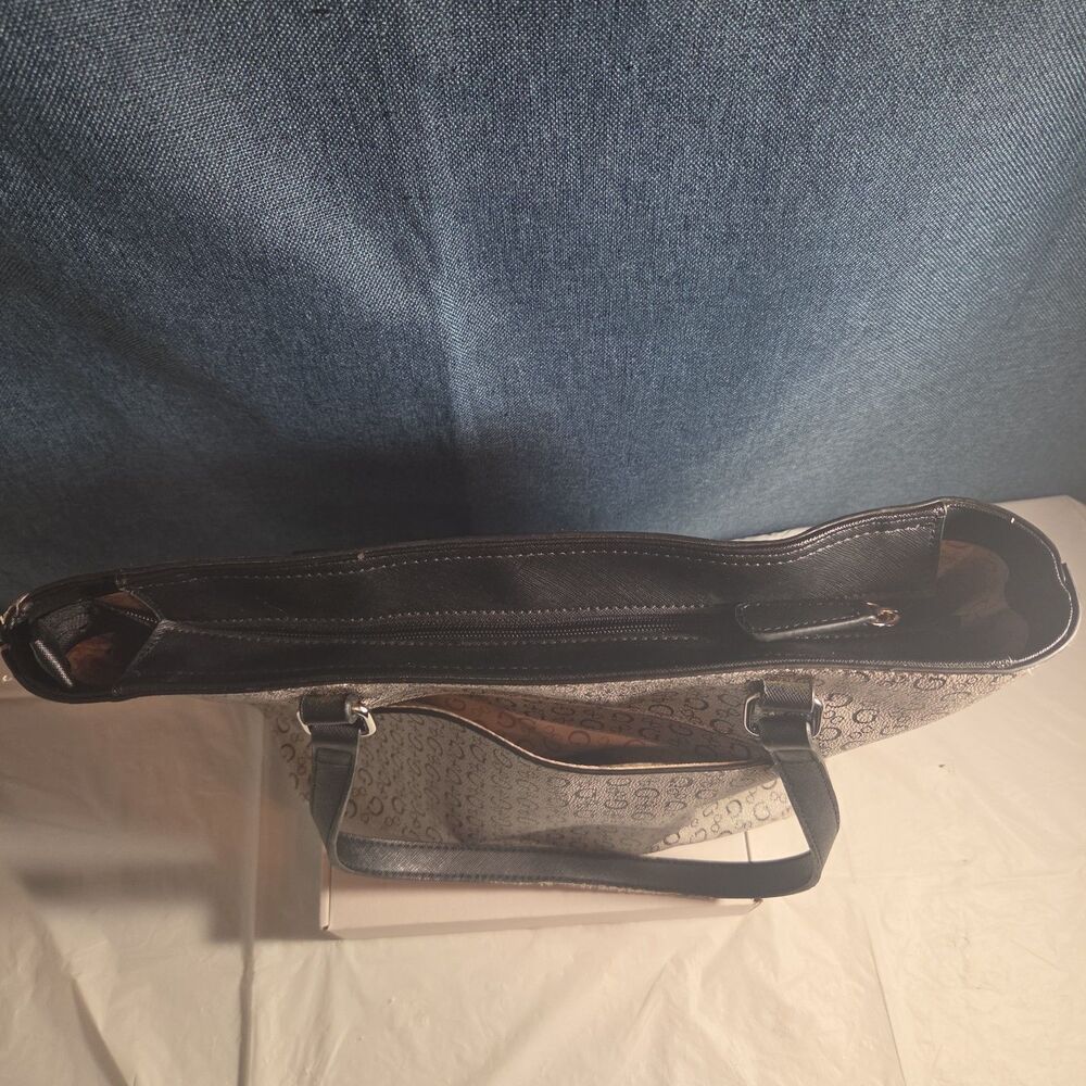 Guess Los Angeles Monogram Tote Bag Gray Black Shoulder Purse - Picture 7 of 16